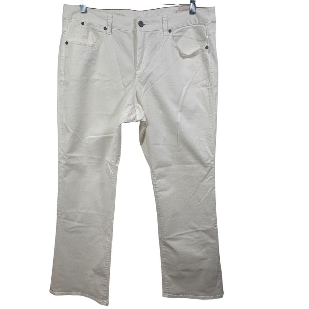 Talbots Heritage Fit Bootcut Pants White Garment Dyed 16WP NWT Flaw